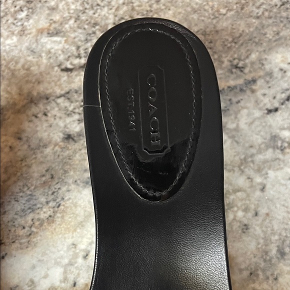 Coach Judith Black Patent Leather Cork Wedge Sandals - Picture 9 of 12